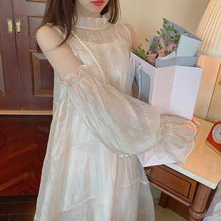 大码女装夏装喇叭袖漏肩裙宽大遮肉长裙外穿仙女性感网纱连衣裙