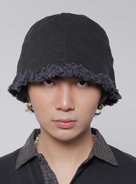 WORLDWIDE/日系复古水洗做旧毛边渔夫帽大头围显脸小盆帽水桶帽潮