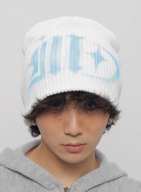 WORLDWIDE/日系街头y2k亚文化喷绘字母毛线帽复古百搭针织帽冷帽