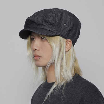 WORLDWIDE 日系复古条纹薄款贝雷帽大头围显脸小文艺八角帽画家帽