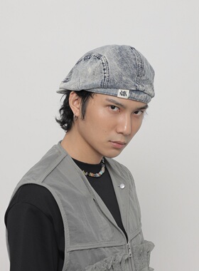 WORLDWIDE/日系复古牛仔反戴贝雷帽男水洗做旧大头围显脸小前进帽