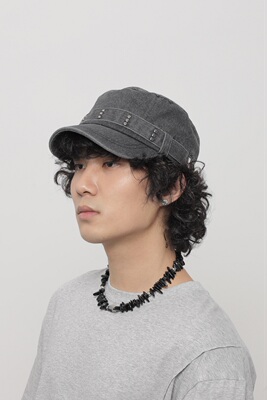 小众复古铆钉亚文化牛仔平顶帽潮