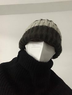 日系大头围显脸小毛线帽子男秋冬保暖护耳慵懒针织帽女大版堆堆帽