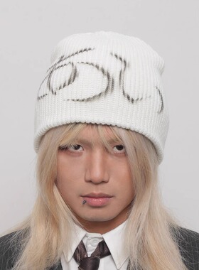 WORLDWIDE/日系y2k辣妹亚文化日文字母针织帽街头复古毛线帽冷帽