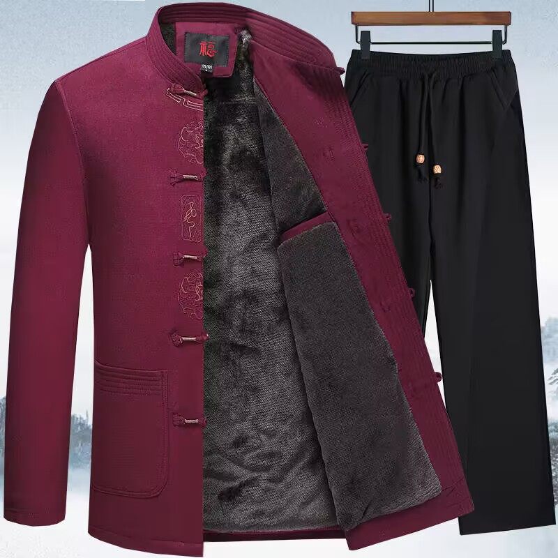 唐装男中老年冬季加绒加厚棉服老人生日过寿爸爸装中国风爷爷套装,男装,唐装,淘宝优惠券,粉丝福利购,淘宝优惠卷