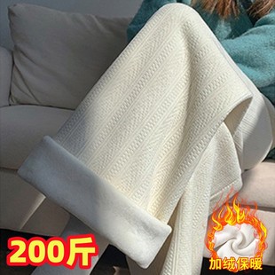 显瘦休闲裤 加大码 胖MM外穿加厚直筒裤 秋冬季 200斤 孕妇加绒阔腿裤