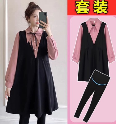 超大码孕妇装春秋哺乳长袖连衣裙