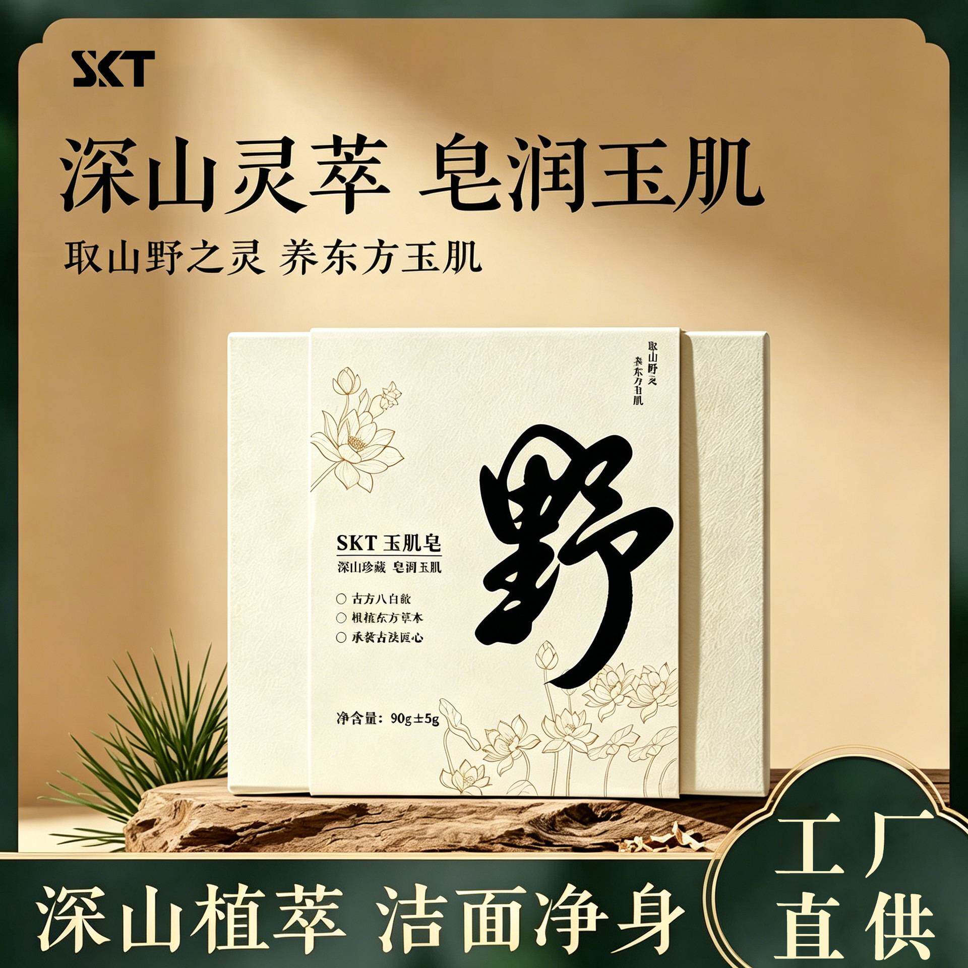 SKT玉肌皂洁面皂润肤沐浴保湿深度清洁植物草本手工皂精油皂
