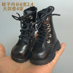 BJD娃娃鞋子带跟马丁靴4分英伦风CD2代小狼体大四普四高跟皮鞋靴