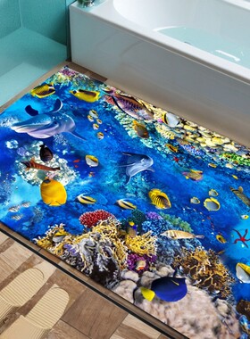 浴室硅藻泥地垫海洋系列3D漱口杯加厚猫砂盆小熊绿色tpe海底世界