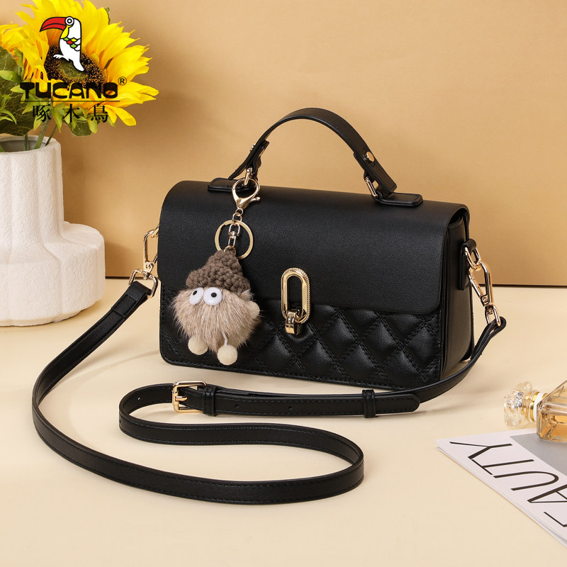 啄木鸟2026新款包包女高级感小香风菱格手提包时尚百搭单肩斜挎包