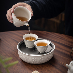 草木灰青莲壶承干泡台壶托茶具配件茶室陶瓷茶壶垫茶艺文人器皿