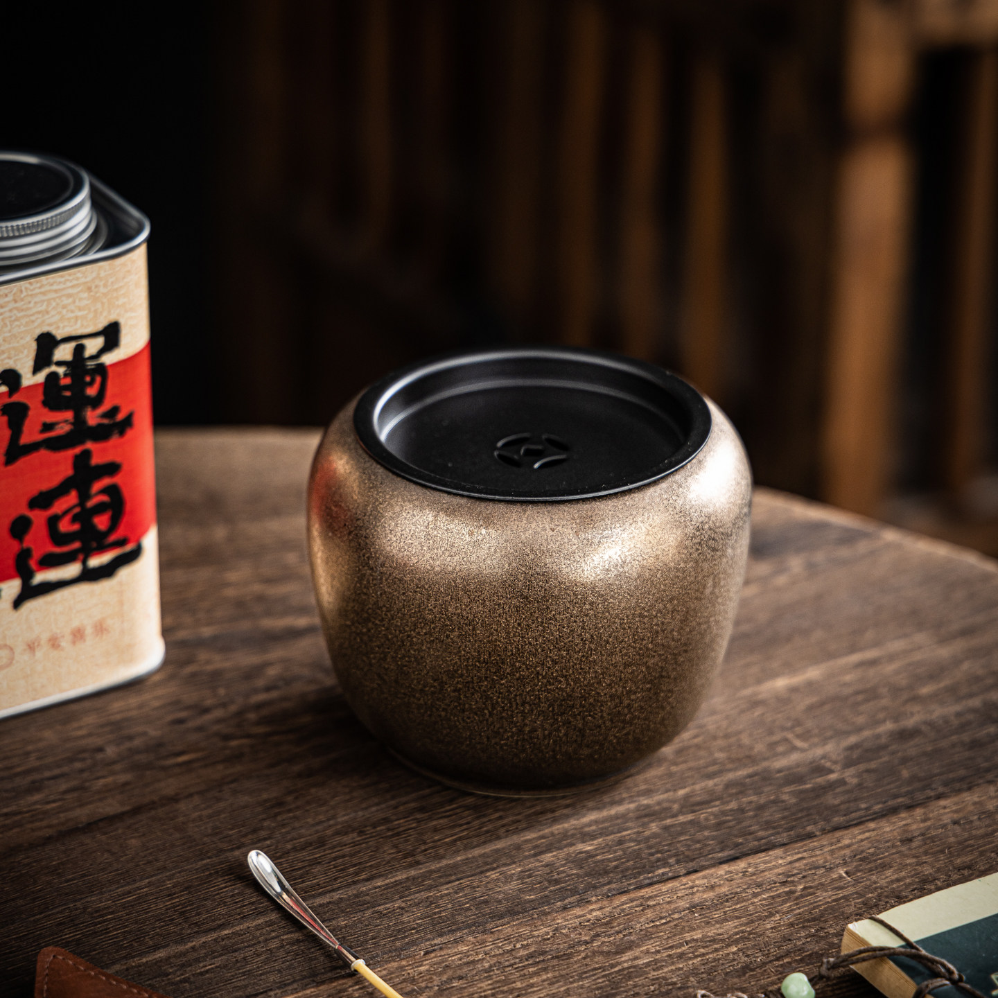 鎏金铁锈釉圆满建水杯洗茶洗笔洗水盂茶渣缸陶瓷茶道零配小渣斗