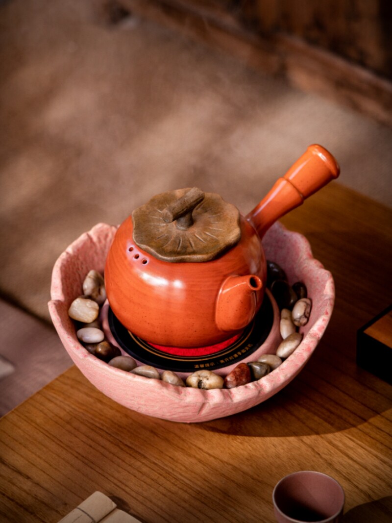 石狮如意炉煮茶壶壶茶烤奶茶侧柄壶碳火茶炉明火干烧茶壶