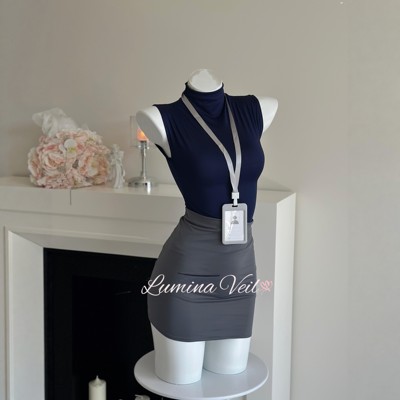 纯辣秘书性感紧身包臀睡裙