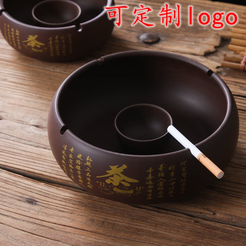 新中式紫砂烟灰缸大号家用复古时尚欧式客厅办公室防风烟缸定制lo_虎窝淘
