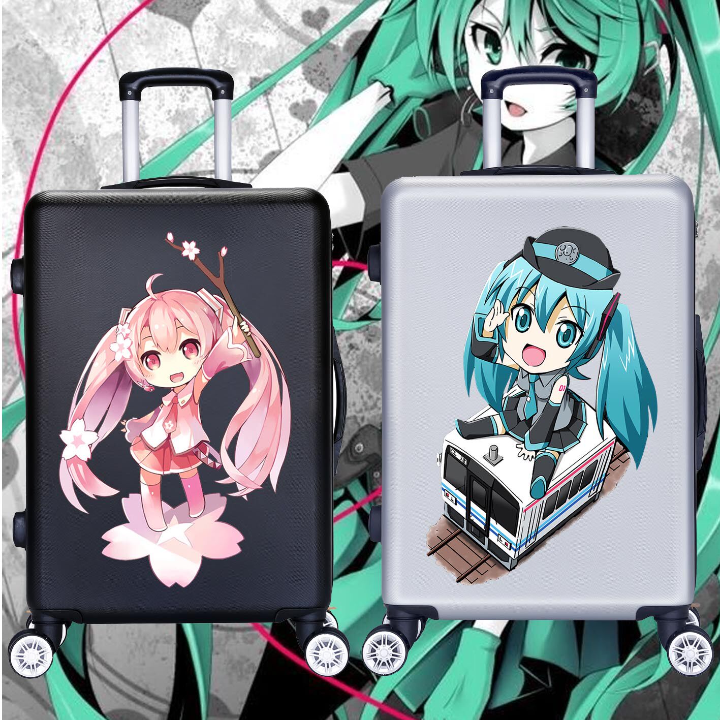 初音未来儿童行李箱二次元周边miku学生20寸万向轮密码拉杆旅行箱