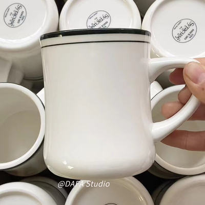 ins风奶白色系列家用陶瓷收腰马克杯高颜值美式咖啡杯水杯400ml