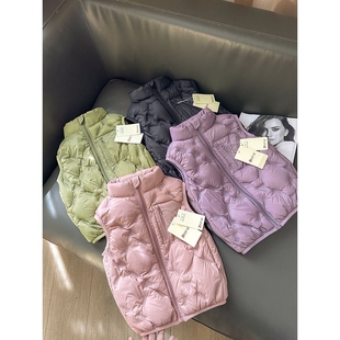 胖东来山姆新款90鸭绒男女童压花羽绒马甲立领内穿校服神器保暖