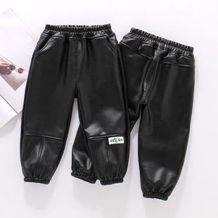 胖东来山姆童装冬季新款男童加绒皮裤幼儿园宝宝裤子加厚女童保暖