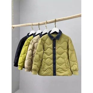 胖东来山姆儿童轻薄羽绒服新款男童女童中大童装短款牛仔拼接白鸭