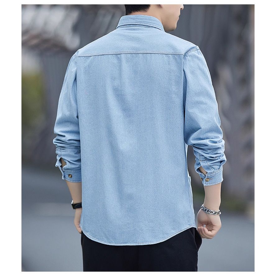 2025新款纯棉衬衫男长袖商务休闲春秋外套衣服工装宽松纯色上班教