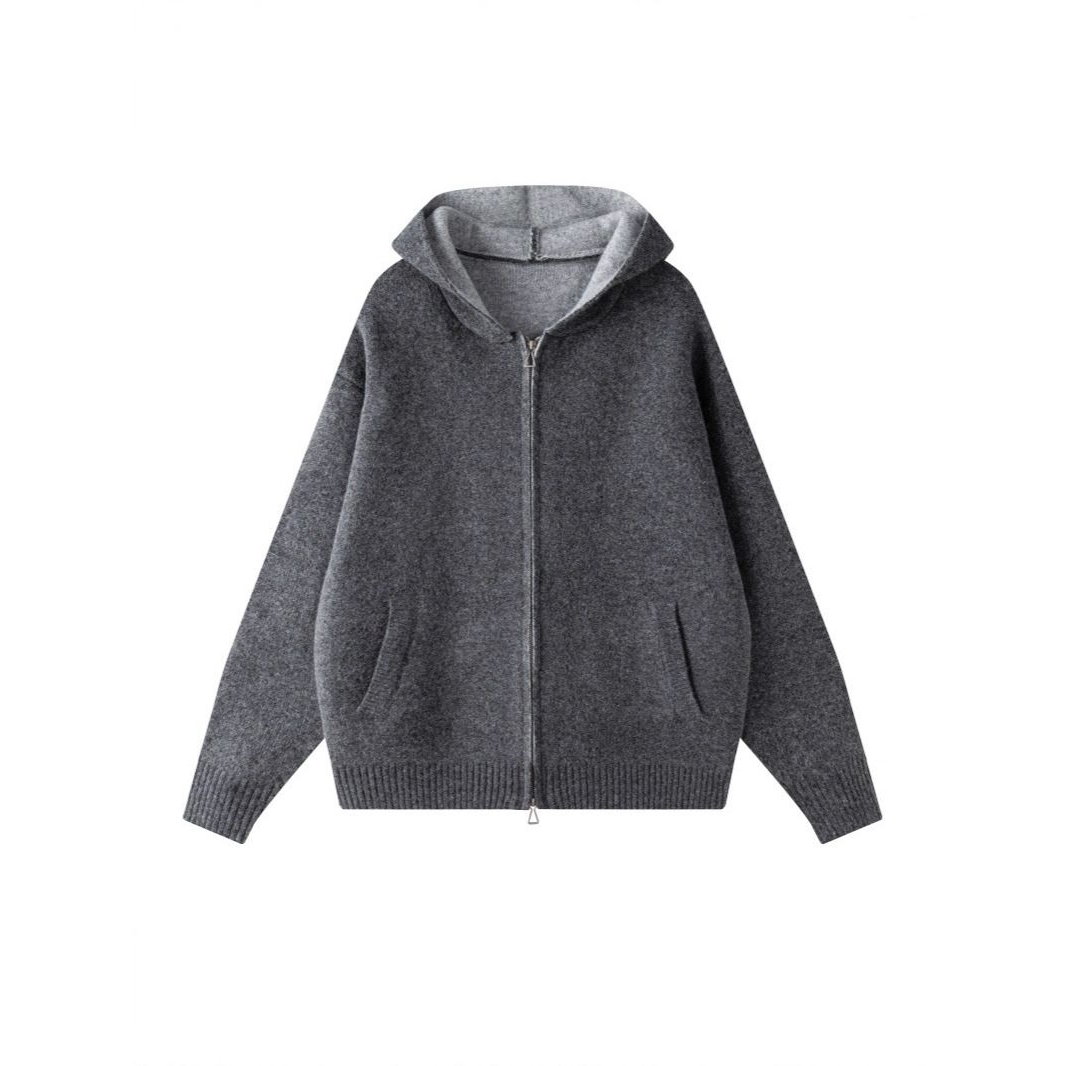 2025代发休闲链连帽羊毛开衫男秋冬款针织帽衫毛衣外套