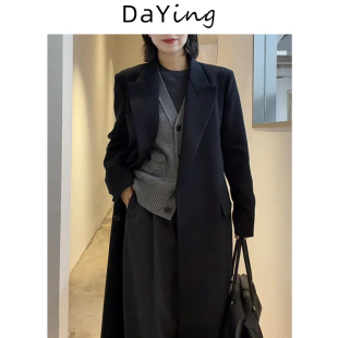 秋季新款重磅羊毛西装上衣宽松气质百搭休闲外套长款女大衣