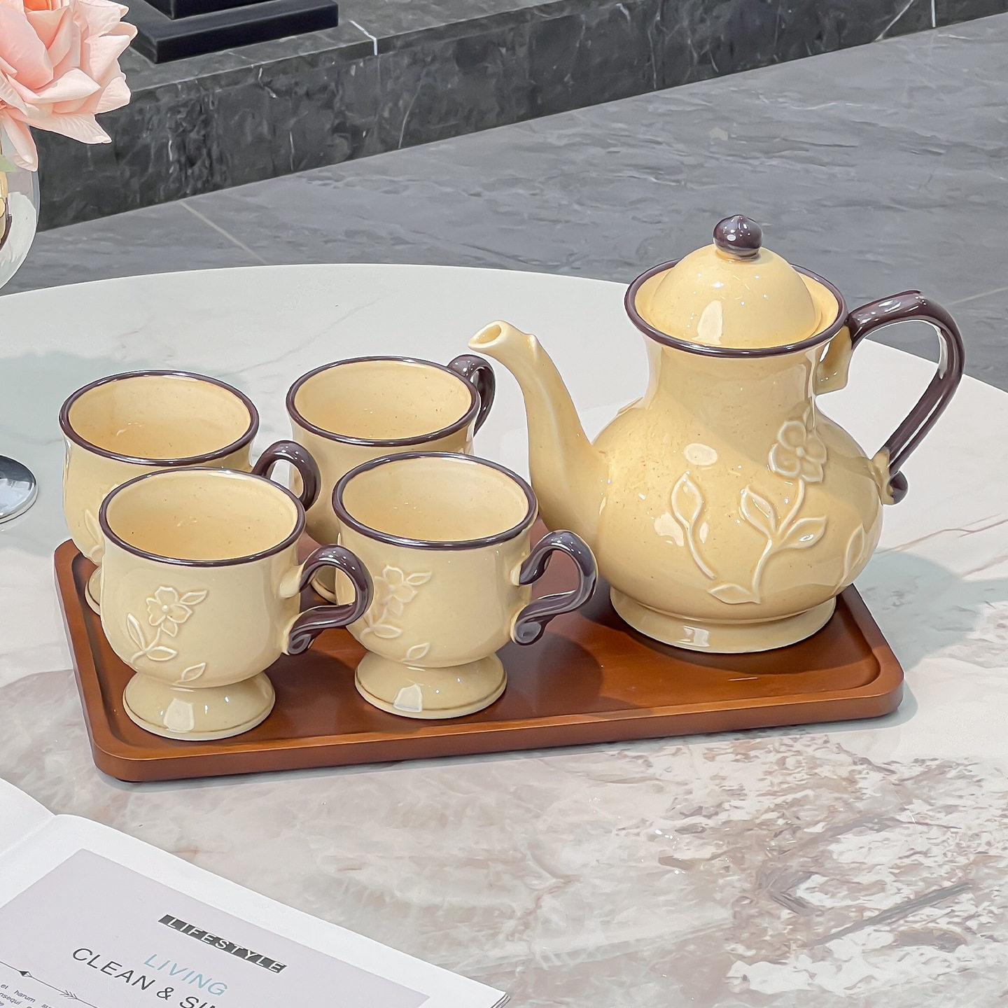 茶具套装中古风杯子水壶茶杯茶壶杯具咖啡杯客厅家用乔迁新居礼物