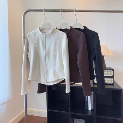 小蛮腰升级版~秋冬软糯保暖加绒拉链外套女立体百搭显瘦内搭上衣