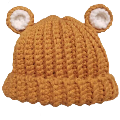 情人棉小熊宝宝帽子手工编织diy