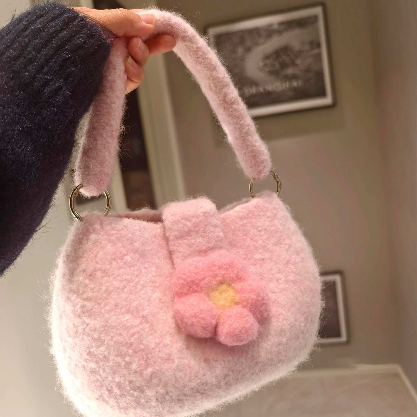 羊绒线毡化100%羊毛线可毡化手工编织diy材料包包专用线美丽诺送