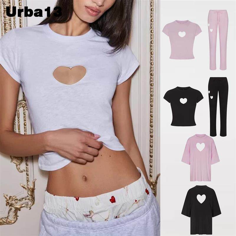 Urba13买手店现货正品SKIMS WORN IN JERSEY爱心镂空上衣短袖长裤图片
