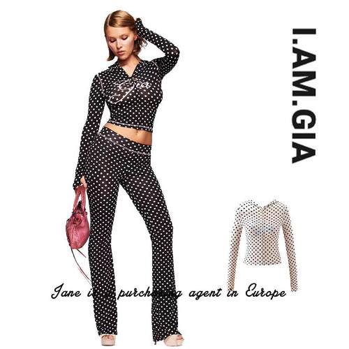 国现 美国直邮 iamgia 正肩字母印花连帽波点连帽链外套长裤套装