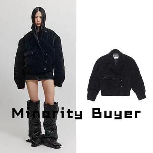 现货 买手店  EENK 时尚单口袋压纹钮扣翻领绗缝棉服夹克宽松外套