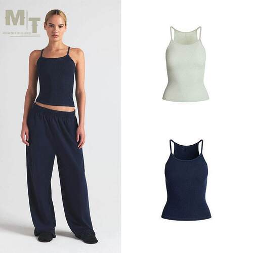SKIMS COTTON RIB LONG CAMI 纯色螺纹大领口无袖吊带背心