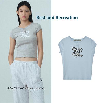 韩国 Rest and Recreation 赵露思同款字母印花修身字母短袖T恤女