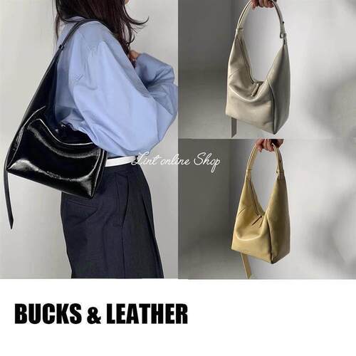 折扣 bucks & leather 牛皮亮面时尚百搭单肩斜跨手提包