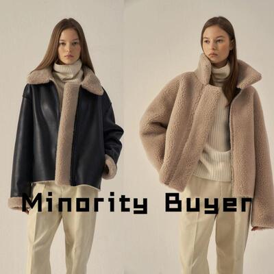 现货 买手店 FACADE PATTERN 秋冬翻领保暖两面穿皮毛一体大衣