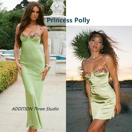 正品现货 Princess Polly 24新款性感辣妹刺绣花朵收腰吊带连衣裙