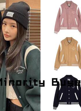 现货 买手店 MariThe Jennie金智妮同款宽松翻领系扣拼色棒球服
