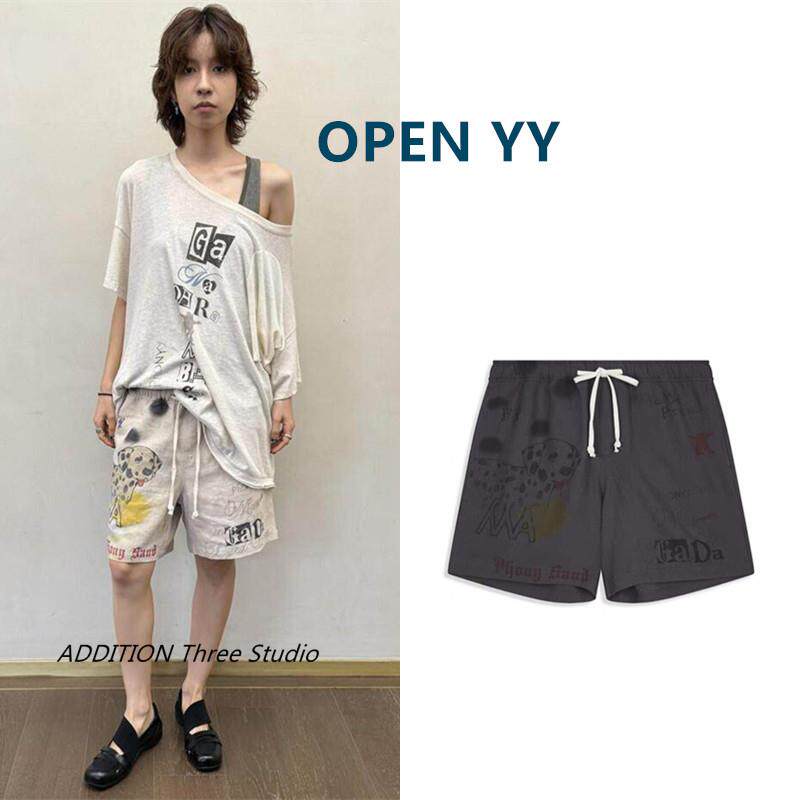 正品 OPEN YY 26夏季新款松紧腰系带斑点狗印花休闲运动短裤卫裤