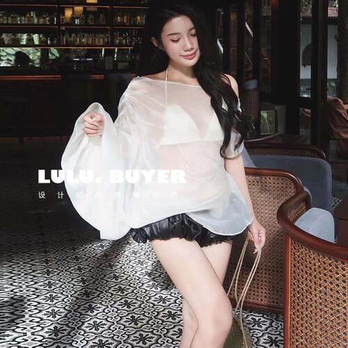 LULU买手店正品越南Ononmade套装25春夏新款透视露肩上衣迷你短裤