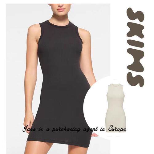 国现 美国 SKIMS卡戴珊COTTON RIB TANK背心裙短裙修身洋装