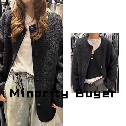现货 买手店 TUG 春季韩版通勤风百搭气质圆领纽扣短外套女