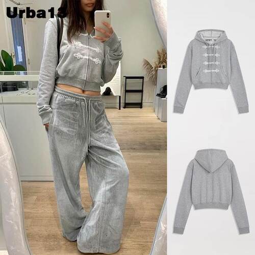 Urba13买手店正品现货Open yy环扣印花长袖连帽运动衫休闲短款外