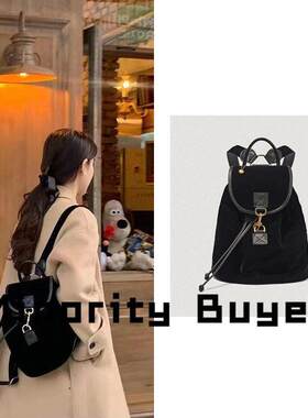 现货 买手店 The barnnet 八奶fever同款休闲复古天鹅绒双肩揹包