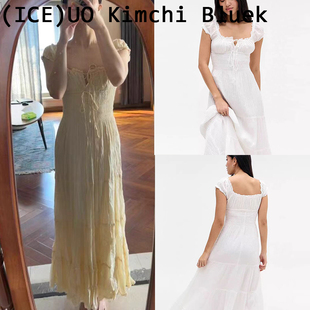 褶皱方领系带收腰连衣裙 ice买手店正品 Kimchi Blue长裙25新款