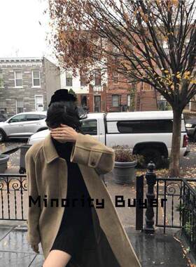 现货 买手店 The barnnet  宽松气质单排扣系腰带毛呢大衣外套