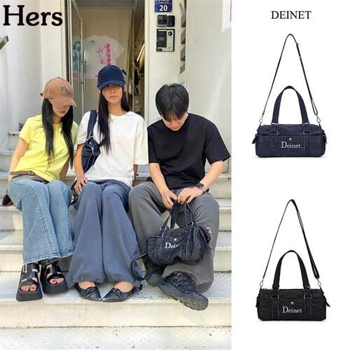 正品韩国品牌 DEINET 牛仔灯芯绒枕头单肩手提斜挎包女款